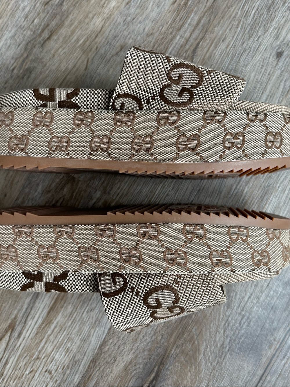 Gucci Beige and Brown GG Monogram Slide Sandals - Picture 3 of 4